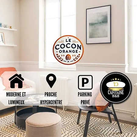 Le Cocon Orange - Proche Hypercentre - Parking Prive